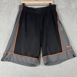 Vintage Nike Shorts Small Black Orange Trunks Swoosh Drawstring Athletic Y2K
